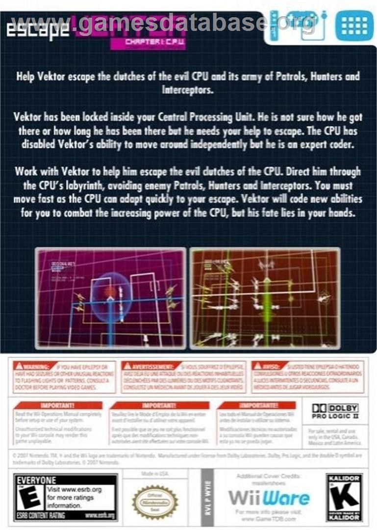 Escapevektor - Chapter 1 - Nintendo Wii - Artwork - Box Back