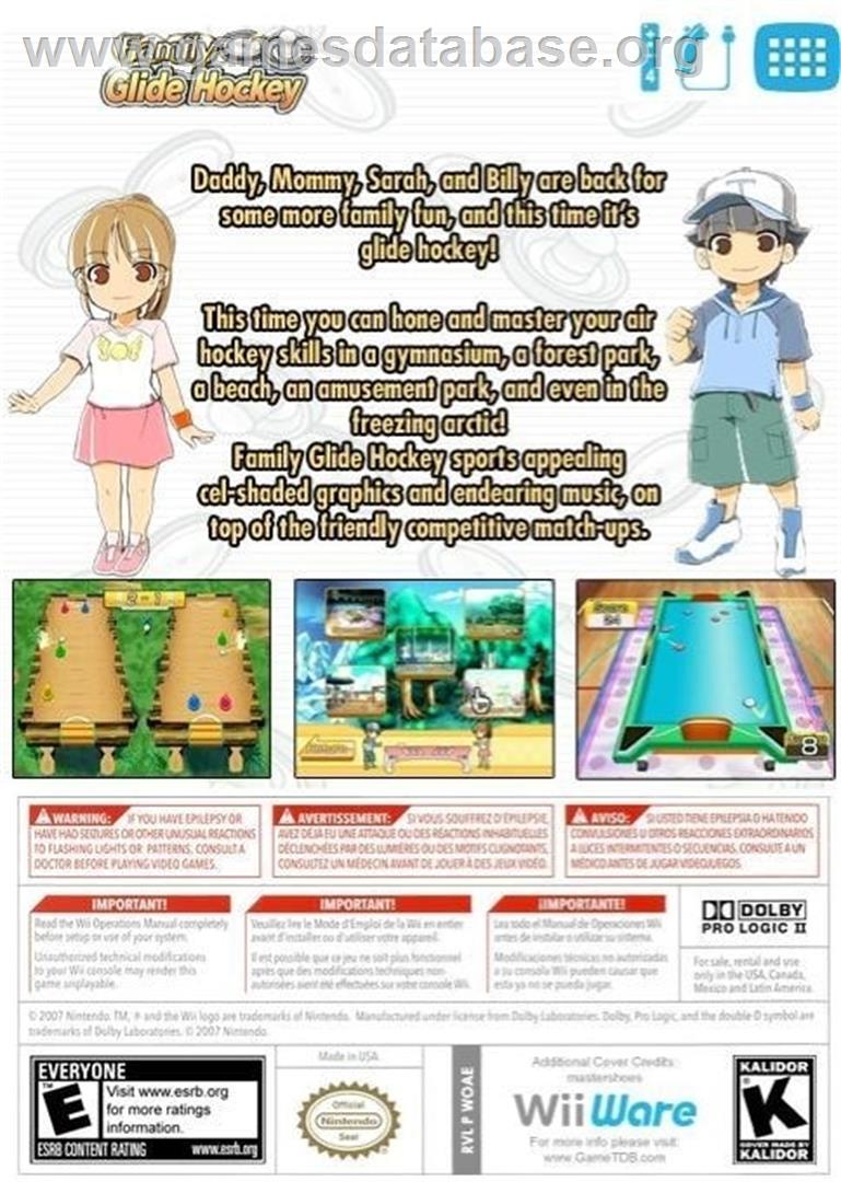 Family Glide Hockey - Nintendo Wii - Artwork - Box Back