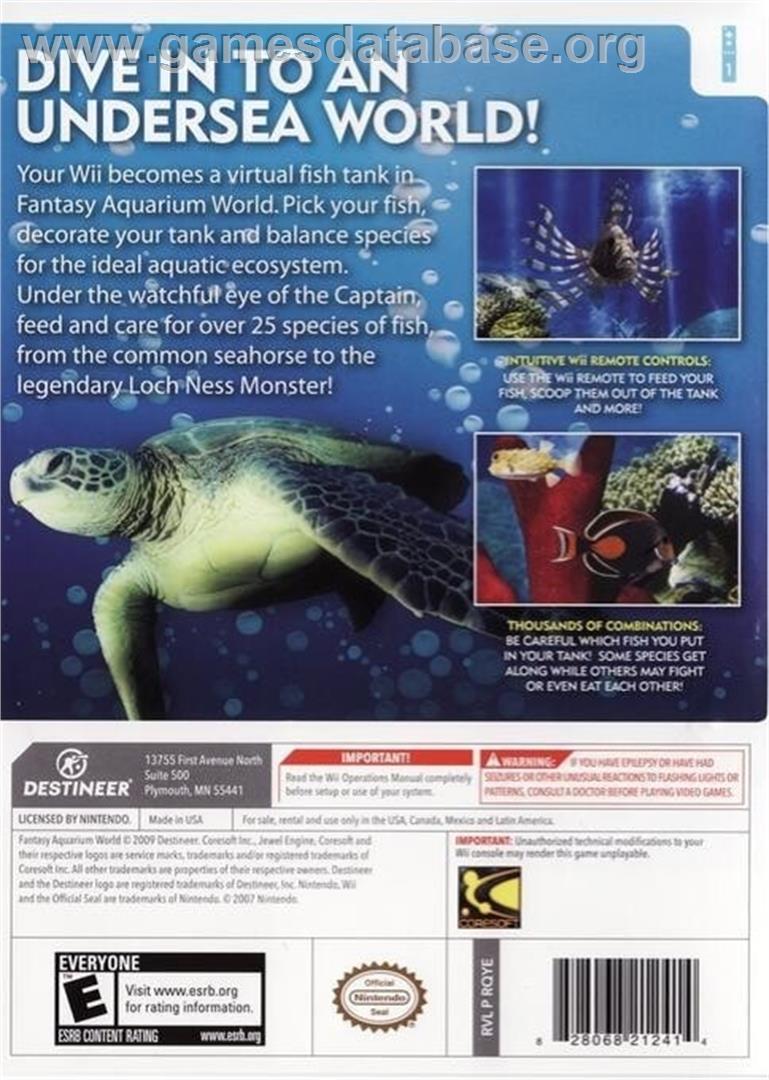 Fantasy Aquarium World - Nintendo Wii - Artwork - Box Back