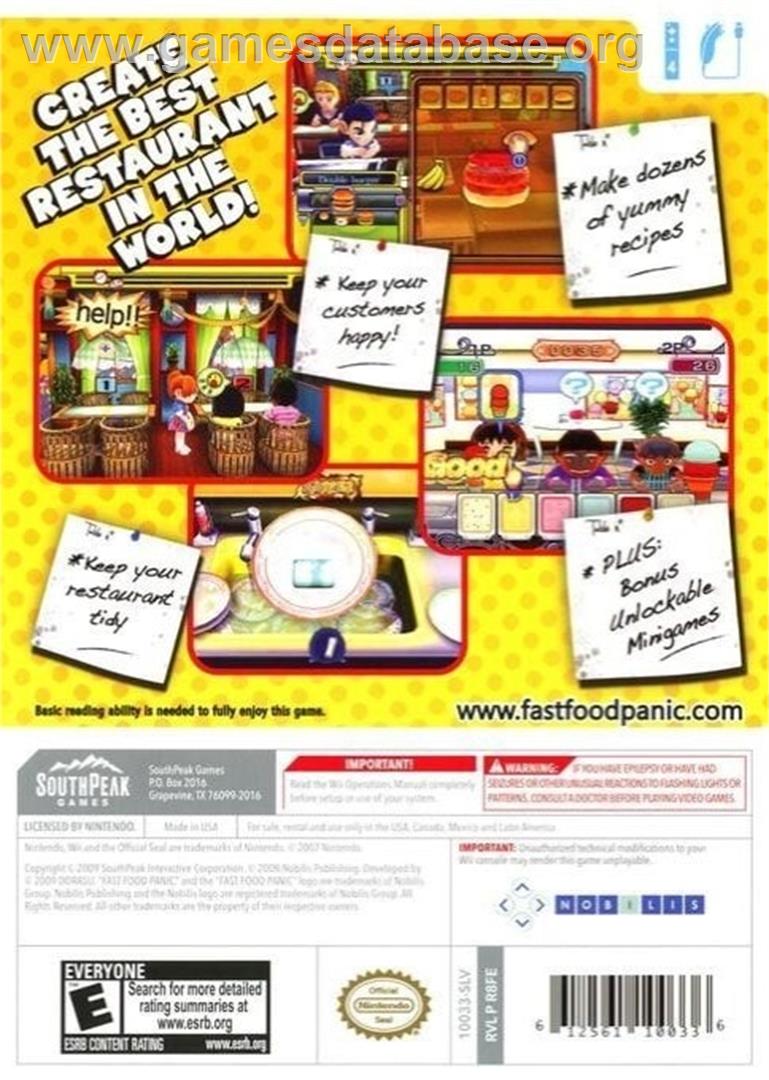 Fast Food Panic - Nintendo Wii - Artwork - Box Back