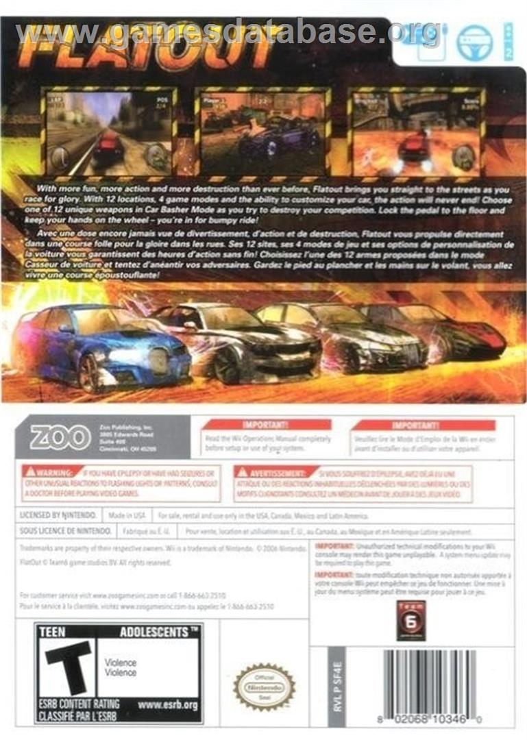 Flatout - Nintendo Wii - Artwork - Box Back