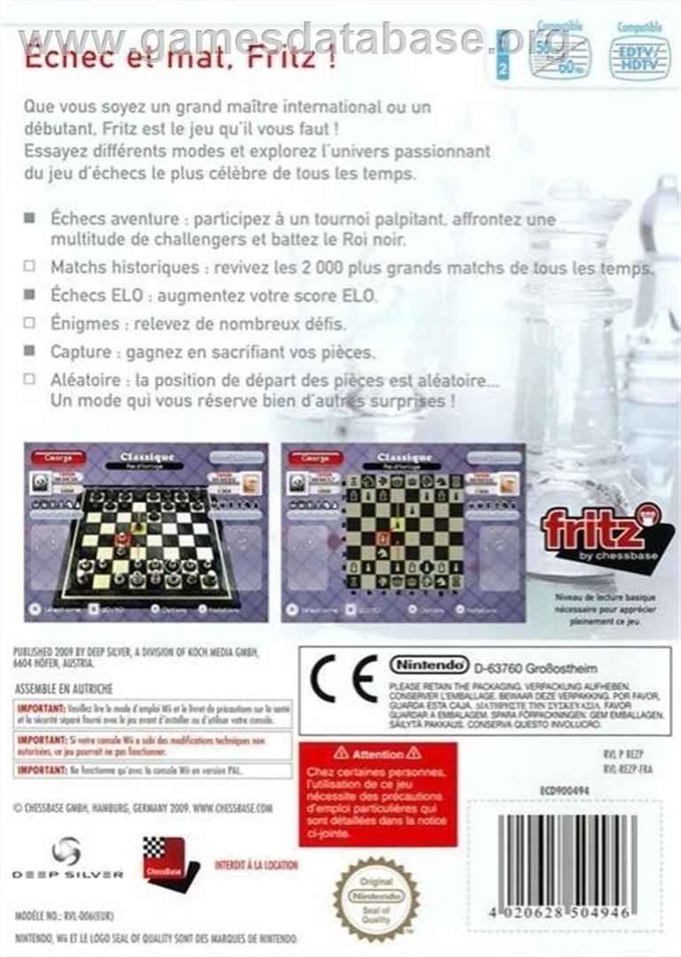 Fritz By Chessbase - Nintendo Wii - Artwork - Box Back