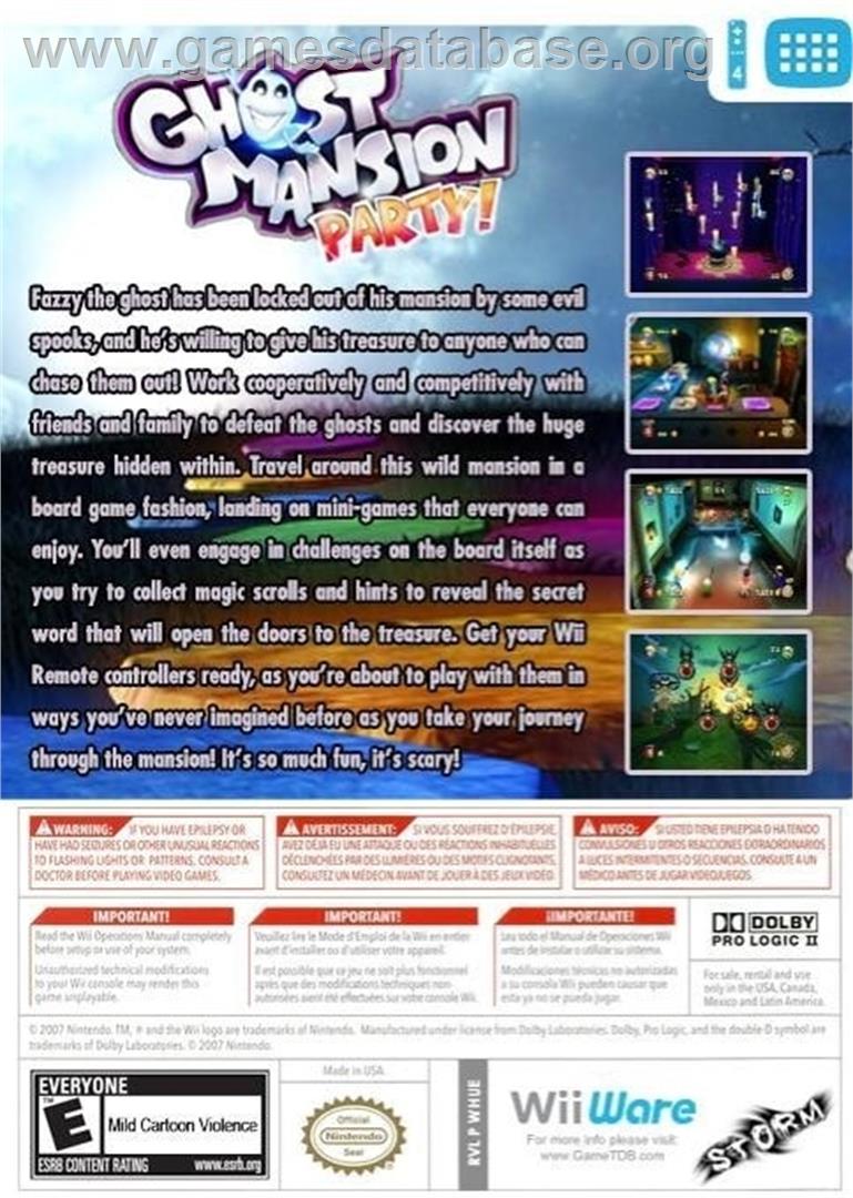 Ghost Mansion Party - Nintendo Wii - Artwork - Box Back