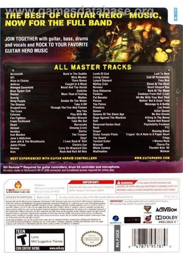 Guitar Hero Greatest Hits - Nintendo Wii - Artwork - Box Back