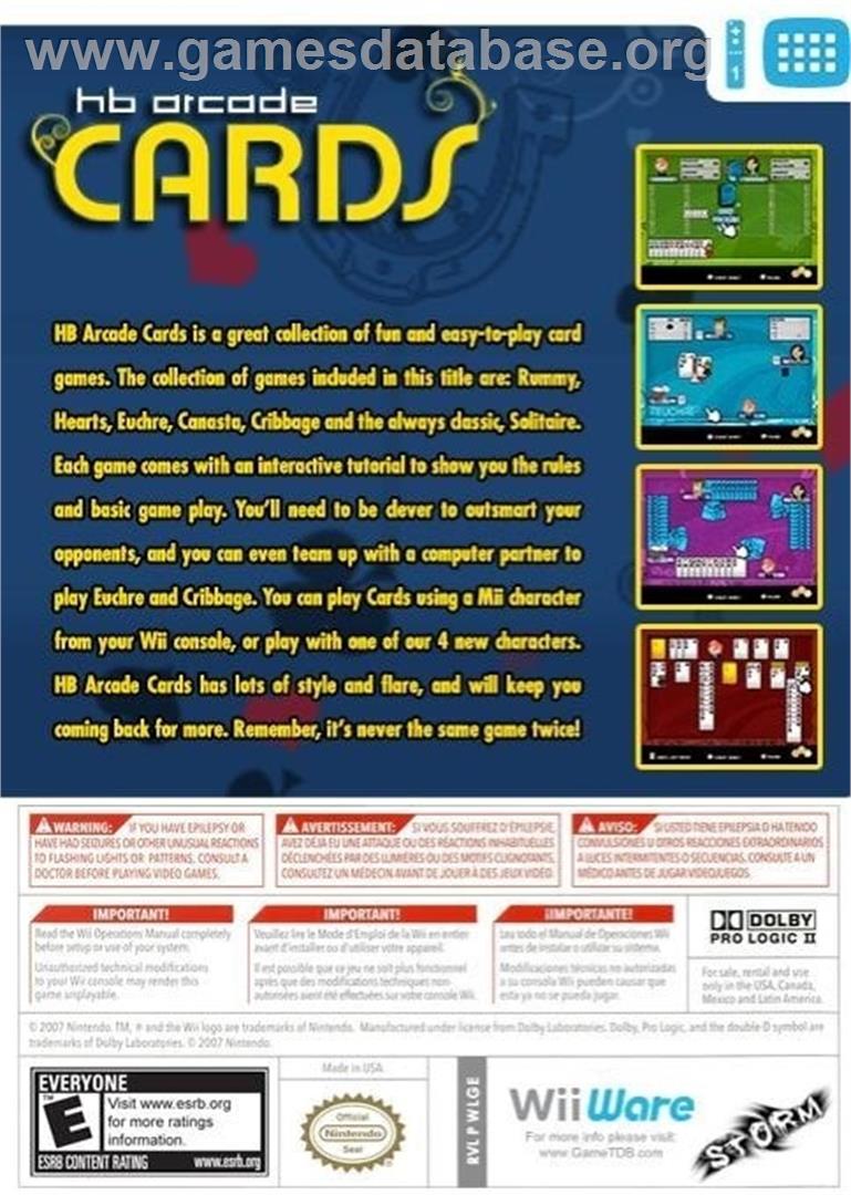HB Arcade Cards - Nintendo Wii - Artwork - Box Back