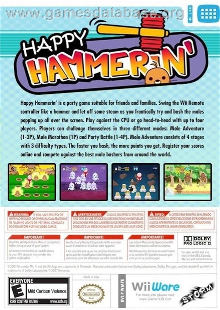Happy Hammerin' - Nintendo Wii - Artwork - Box Back