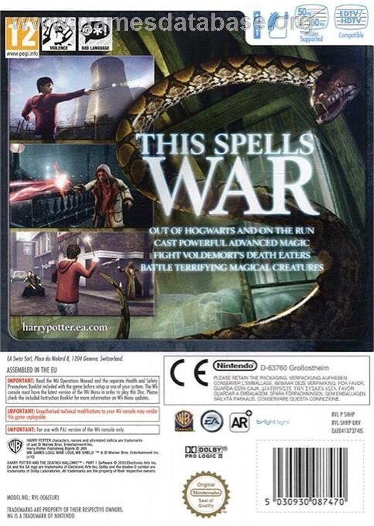 Harry Potter Et Les Reliques De La Mort - Première Partie - Nintendo Wii - Artwork - Box Back
