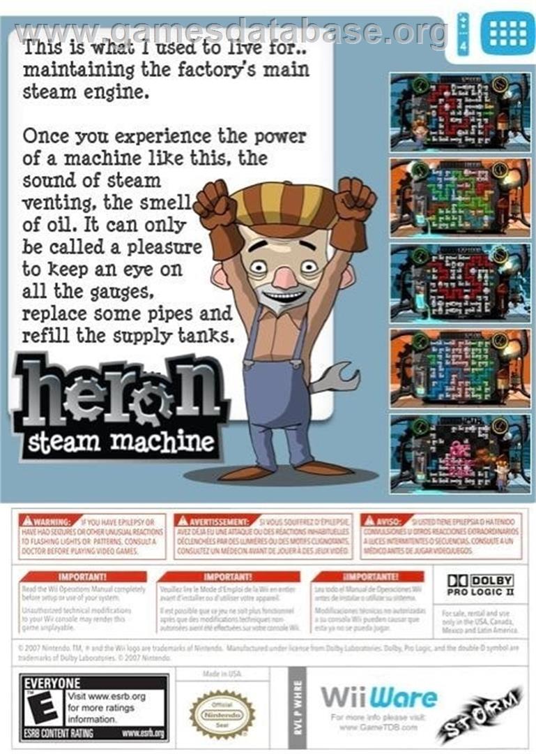 Heron - Steam Machine - Nintendo Wii - Artwork - Box Back