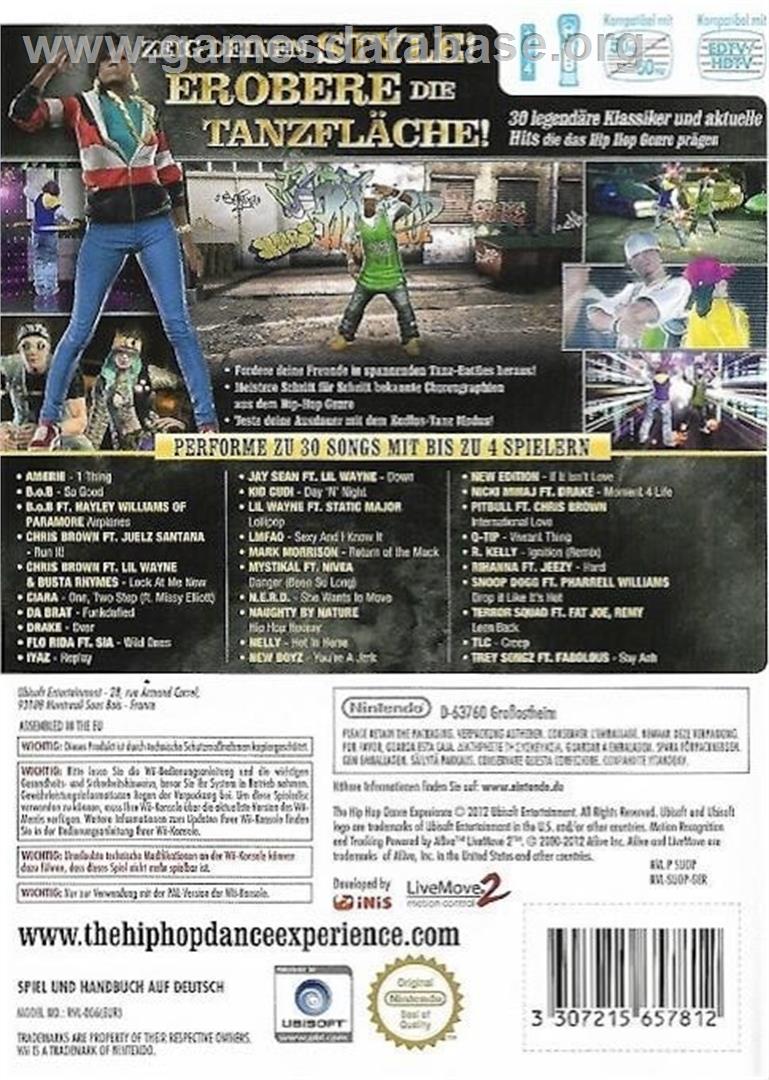 Hip-hop Dance Experience, The - Nintendo Wii - Artwork - Box Back