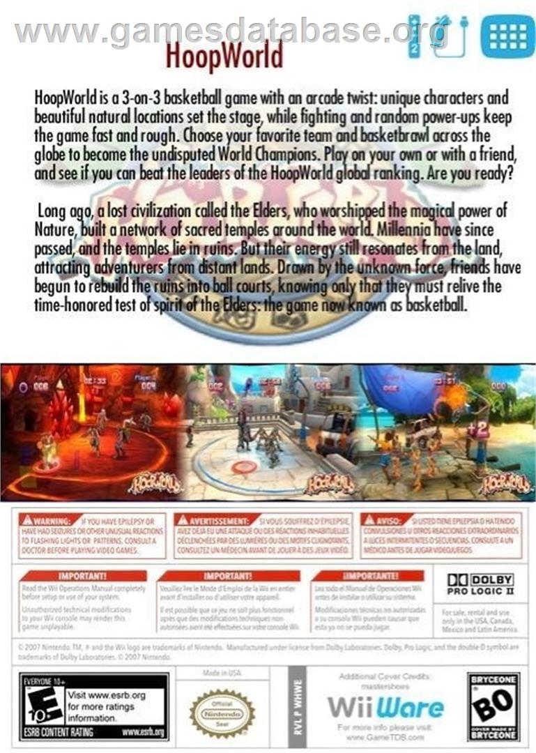 Hoopworld - Nintendo Wii - Artwork - Box Back