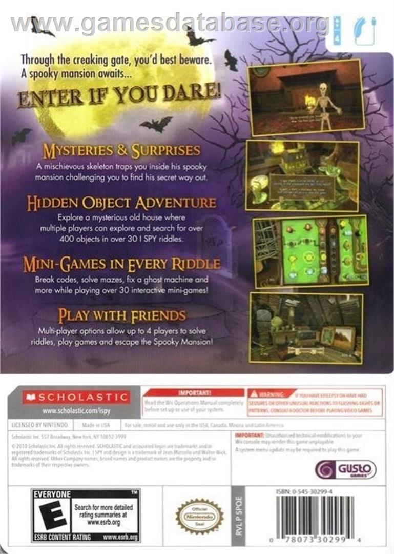 I Spy - Spooky Mansion - Nintendo Wii - Artwork - Box Back