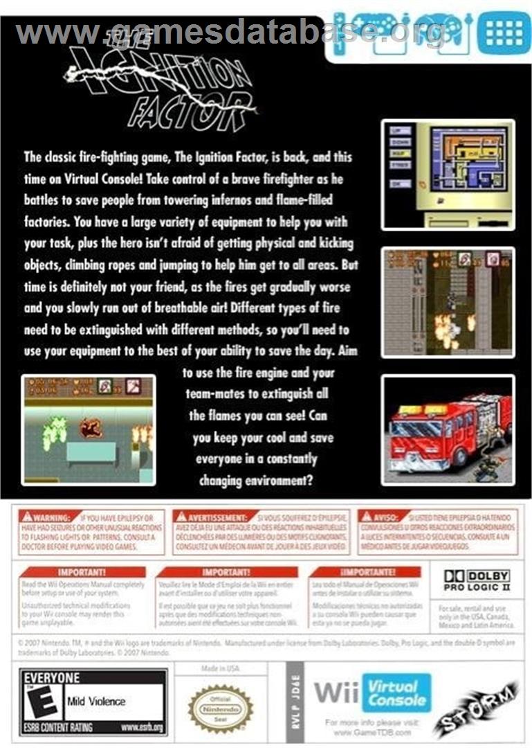 Ignition Factor (SNES) - Nintendo Wii - Artwork - Box Back