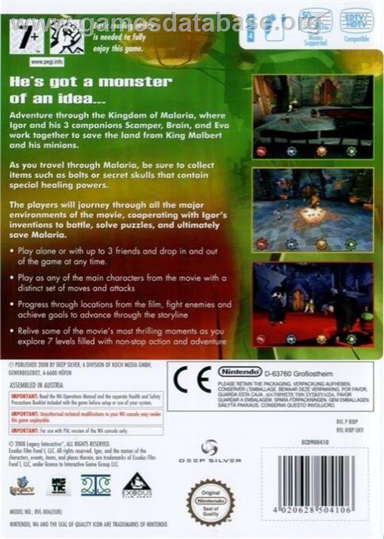 Igor - Le Jeu - Nintendo Wii - Artwork - Box Back