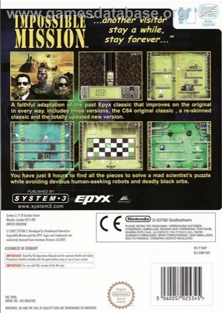 Impossible Mission - Nintendo Wii - Artwork - Box Back