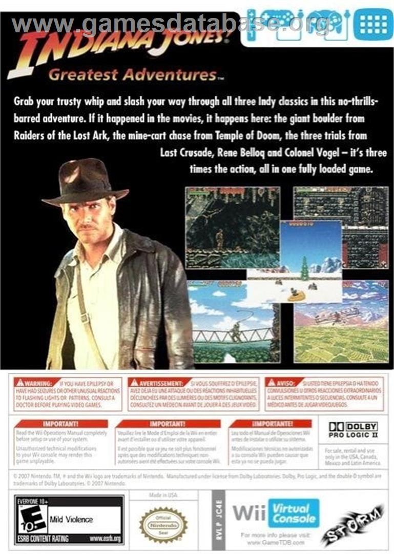 Indiana Jones' Greatest Adventures (SNES) - Nintendo Wii - Artwork - Box Back