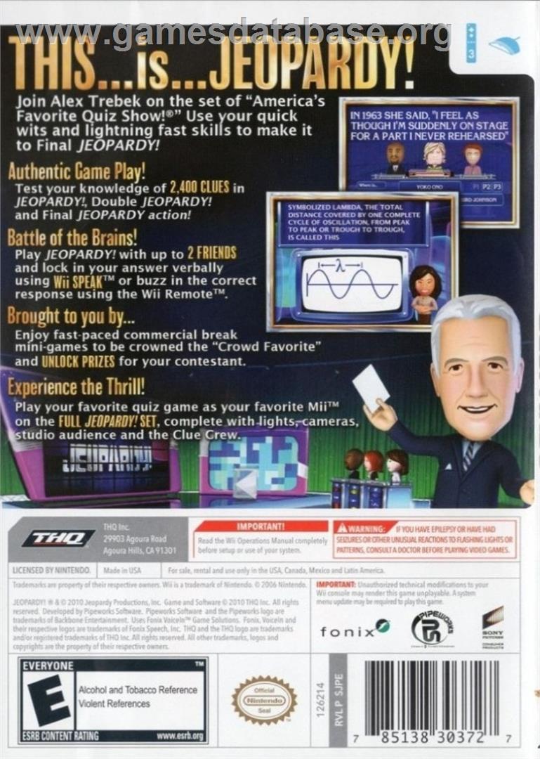 Jeopardy! - Nintendo Wii - Artwork - Box Back