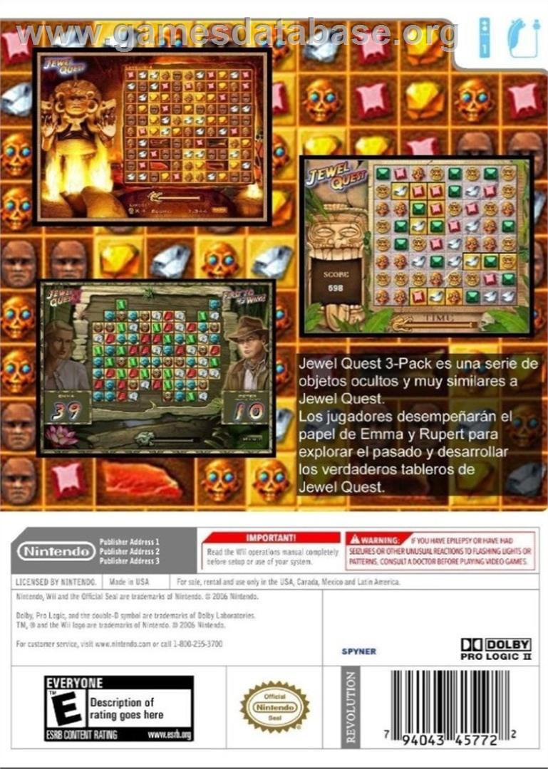 Jewel Quest Trilogy - Nintendo Wii - Artwork - Box Back