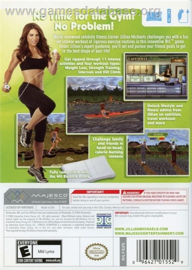 Jillian Michaels Fitness Ultimatum - Nintendo Wii - Artwork - Box Back