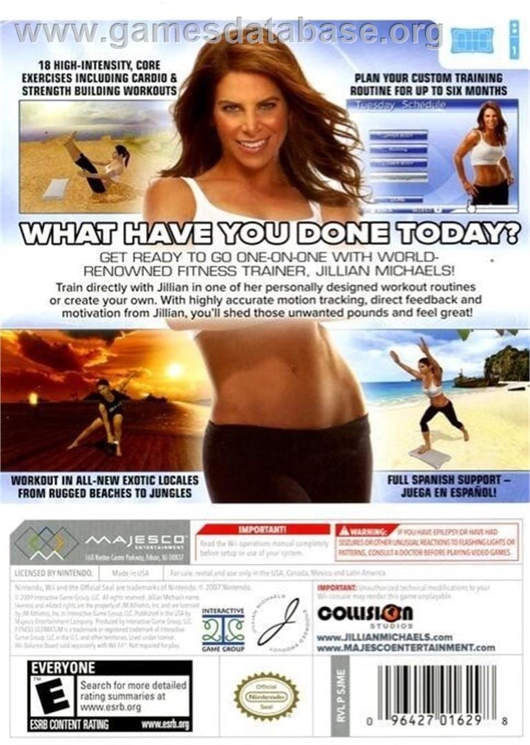 Jillian Michaels Fitness Ultimatum 2010 - Nintendo Wii - Artwork - Box Back
