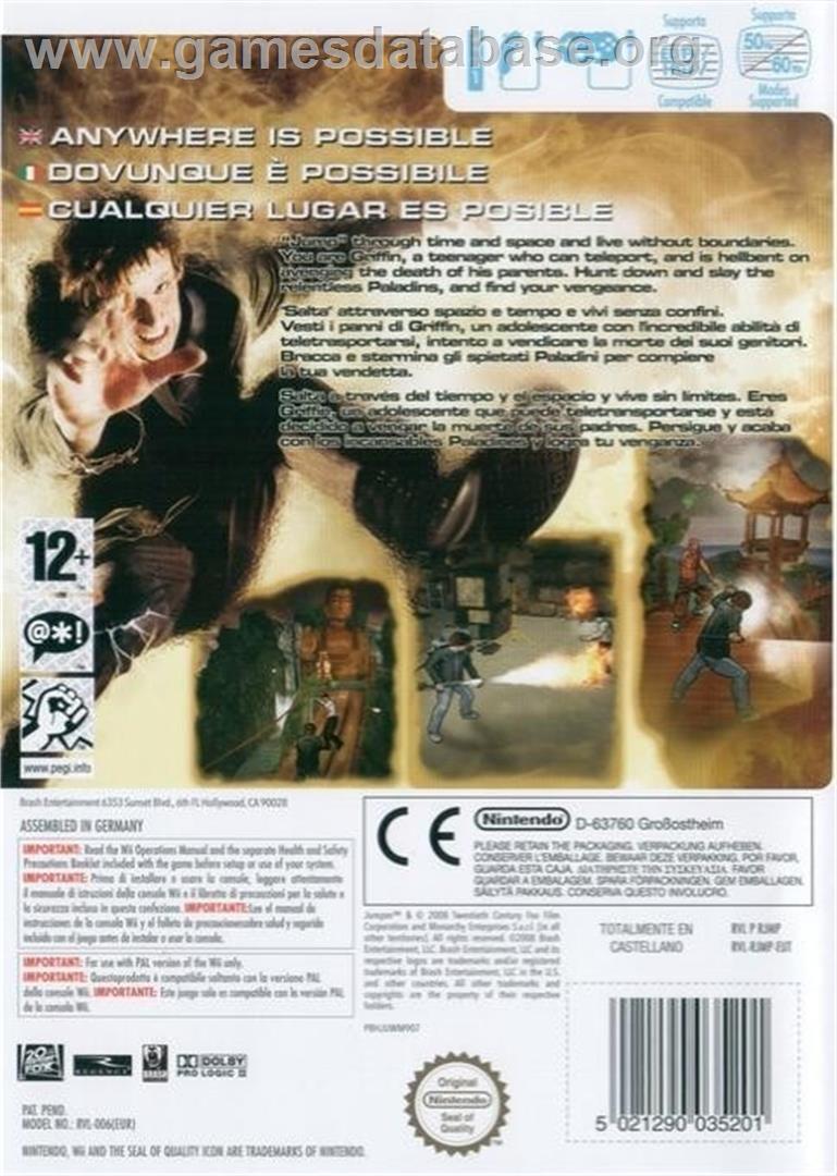 Jumper - Griffin's Story - Nintendo Wii - Artwork - Box Back