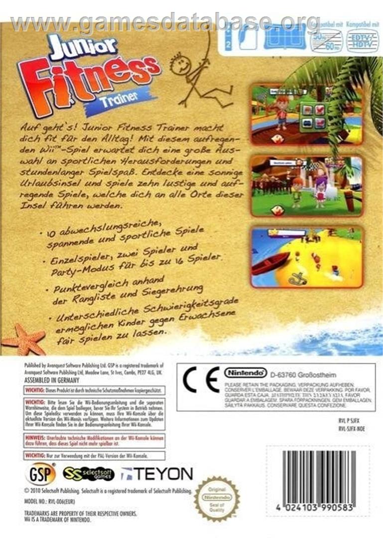 Junior Fitness Trainer - Nintendo Wii - Artwork - Box Back