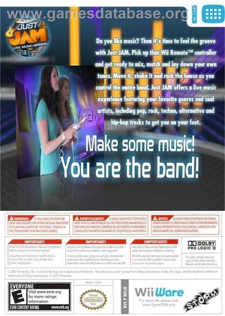 Just JAM - Nintendo Wii - Artwork - Box Back