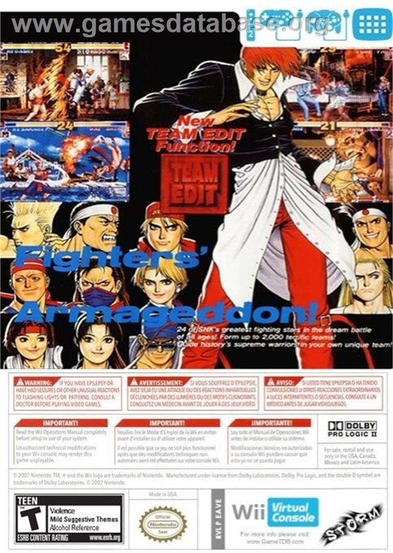 King of Fighters '95 (NG), The - Nintendo Wii - Artwork - Box Back