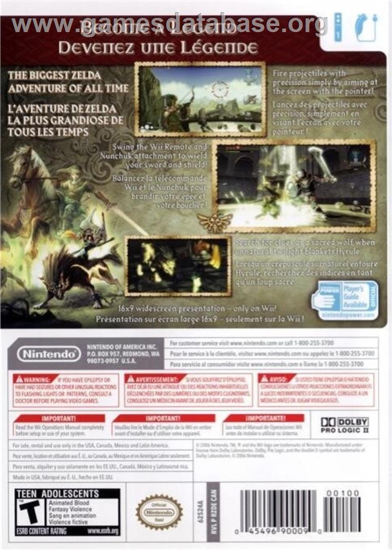 Legend Of Zelda - Twilight Princess, The - Nintendo Wii - Artwork - Box Back