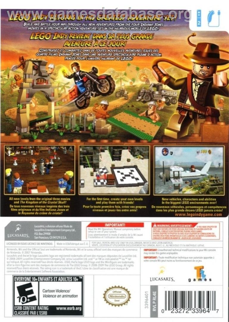 Lego Indiana Jones 2 - The Adventure Continues - Nintendo Wii - Artwork - Box Back