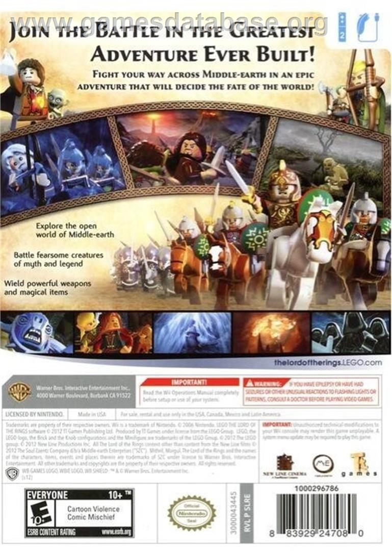 Lego Le Seigneur Des Anneaux - Nintendo Wii - Artwork - Box Back