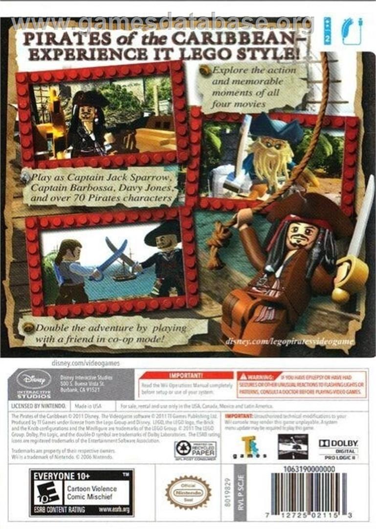 Lego Pirates Des Caraïbes - Le Jeu Vidéo - Nintendo Wii - Artwork - Box Back