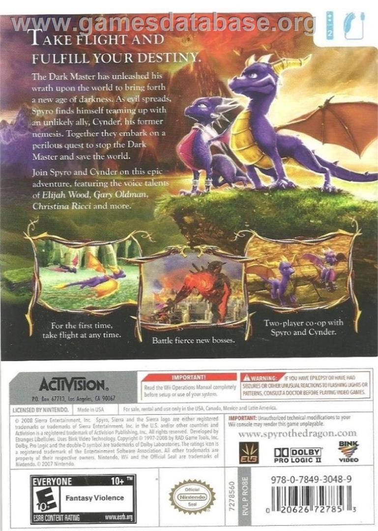 Légende De Spyro - Naissance D'un Dragon, La - Nintendo Wii - Artwork - Box Back