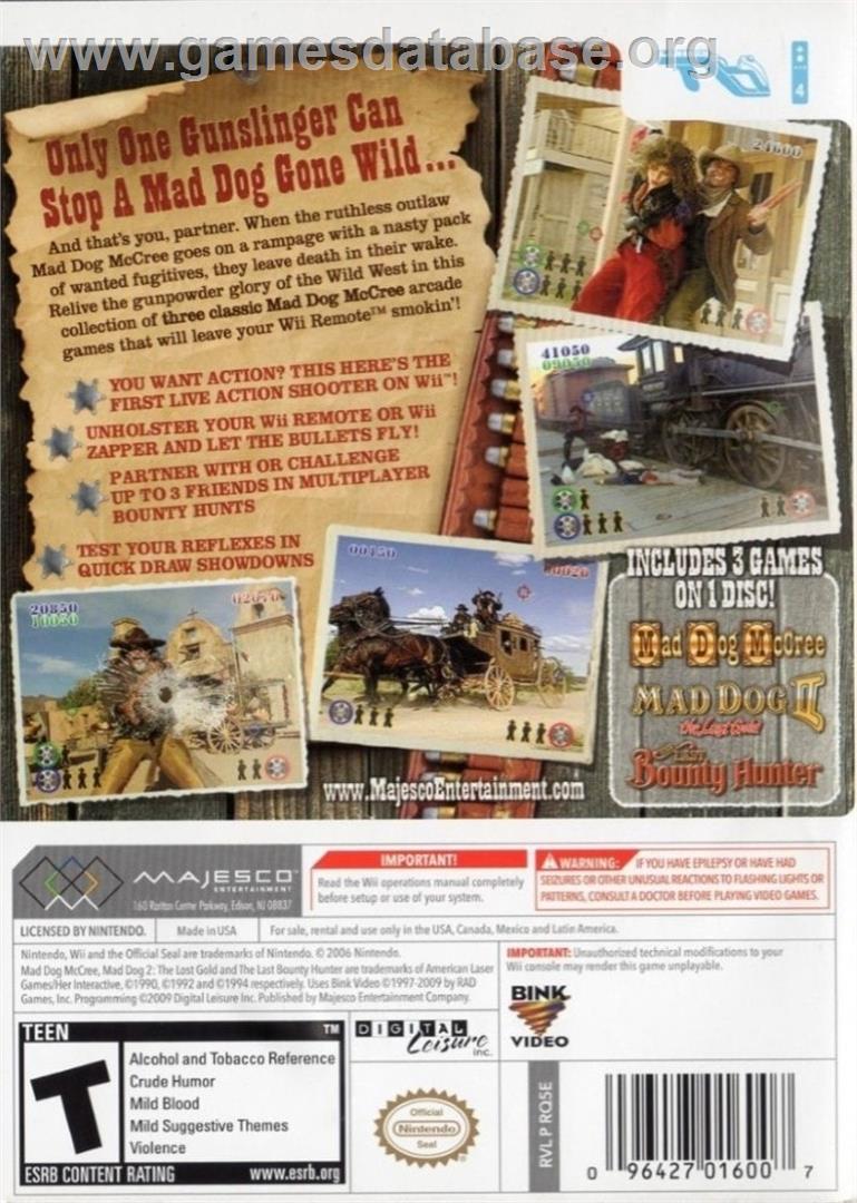 Mad Dog Mccree - Gunslinger Pack - Nintendo Wii - Artwork - Box Back