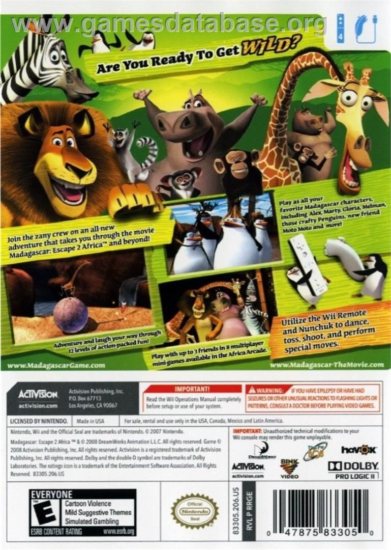 Madagascar 2 - Nintendo Wii - Artwork - Box Back