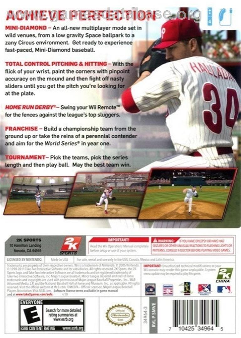 Major League Baseball 2K11 - Nintendo Wii - Artwork - Box Back