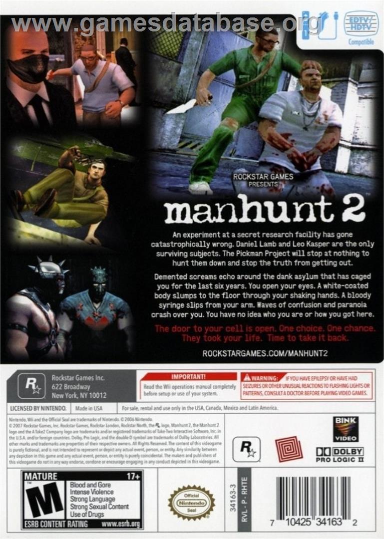 Manhunt 2 - Nintendo Wii - Artwork - Box Back