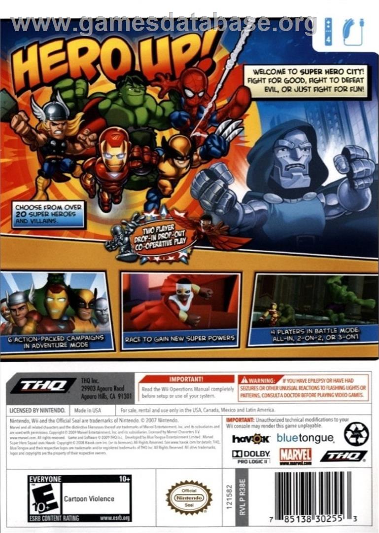 Marvel Super Hero Squad - Nintendo Wii - Artwork - Box Back