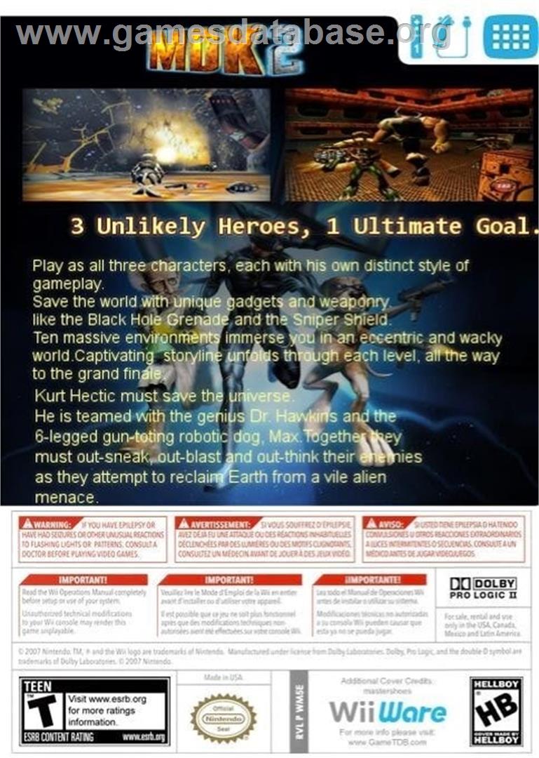 Mdk 2 - Nintendo Wii - Artwork - Box Back