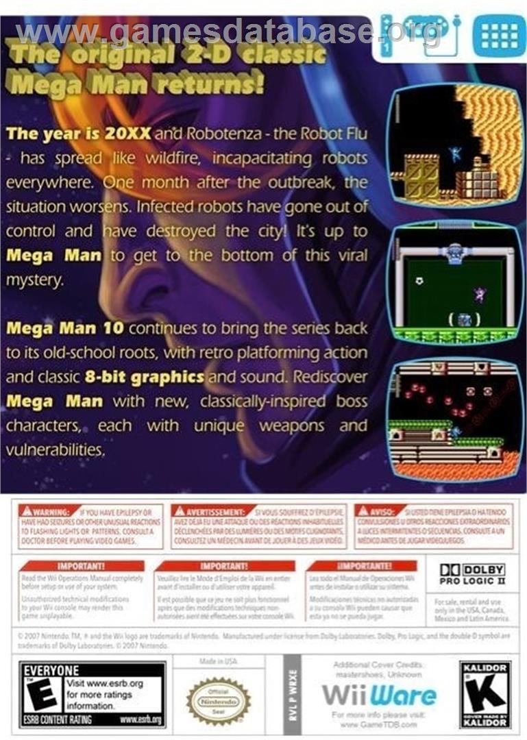 Mega Man 10 - Nintendo Wii - Artwork - Box Back