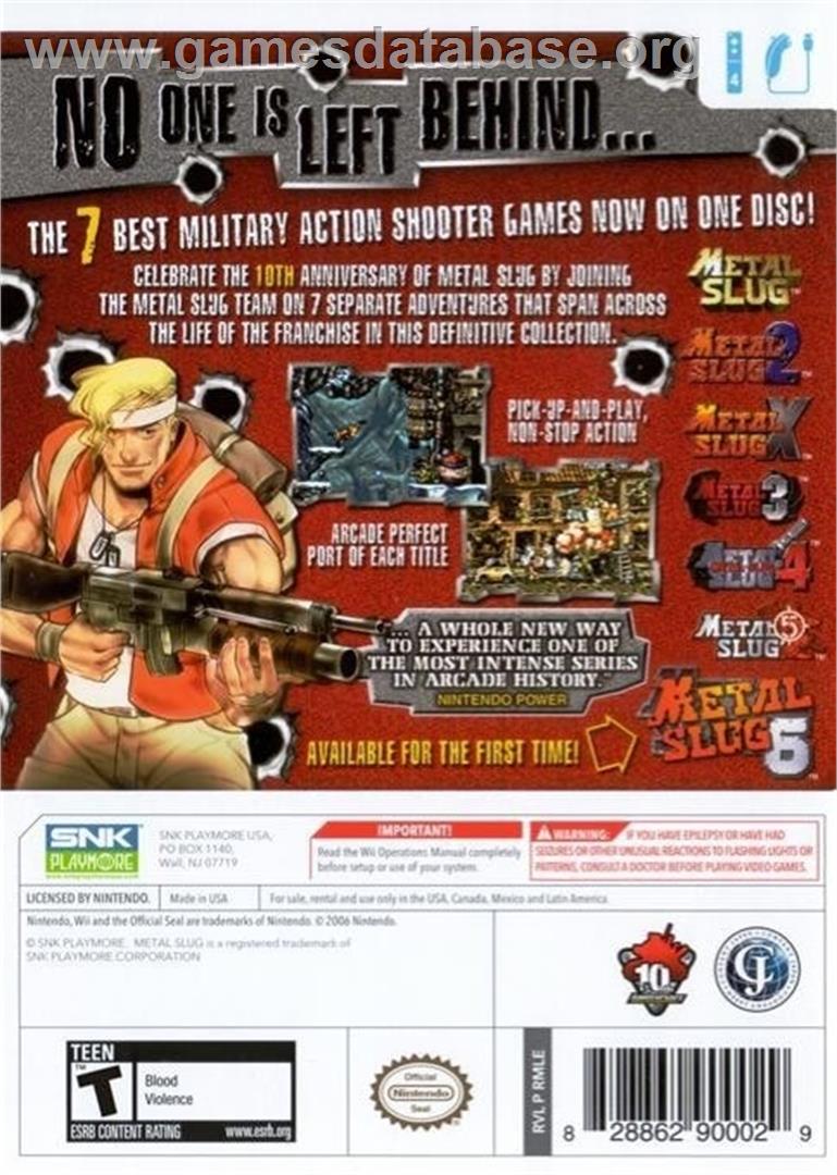 Metal Slug Anthology - Nintendo Wii - Artwork - Box Back