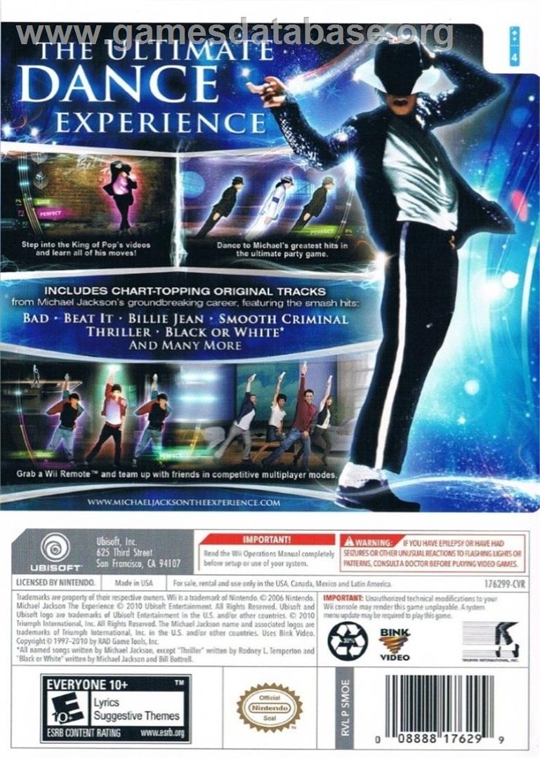 Michael Jackson - The Experience - Nintendo Wii - Artwork - Box Back