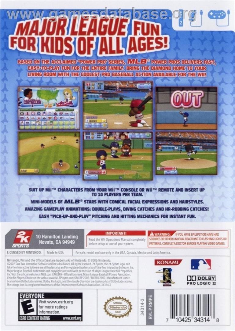 Mlb Power Pros - Nintendo Wii - Artwork - Box Back
