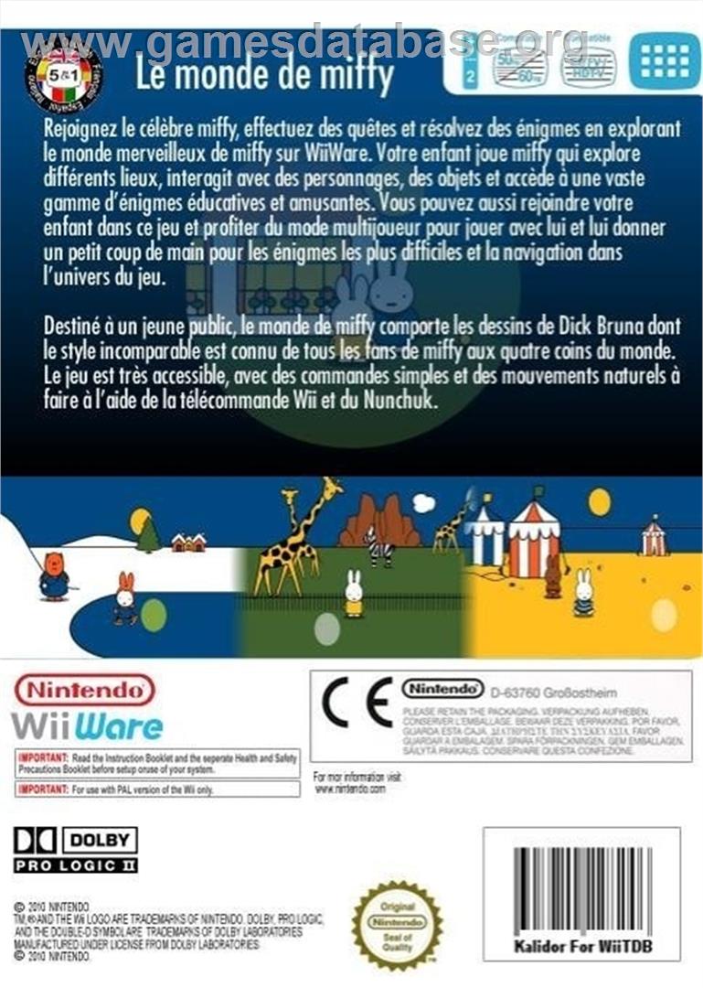 Monde De Miffy, Le - Nintendo Wii - Artwork - Box Back