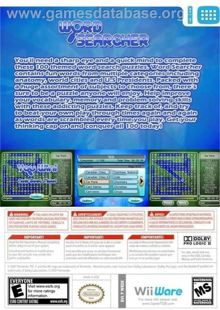Mot Caché - Nintendo Wii - Artwork - Box Back