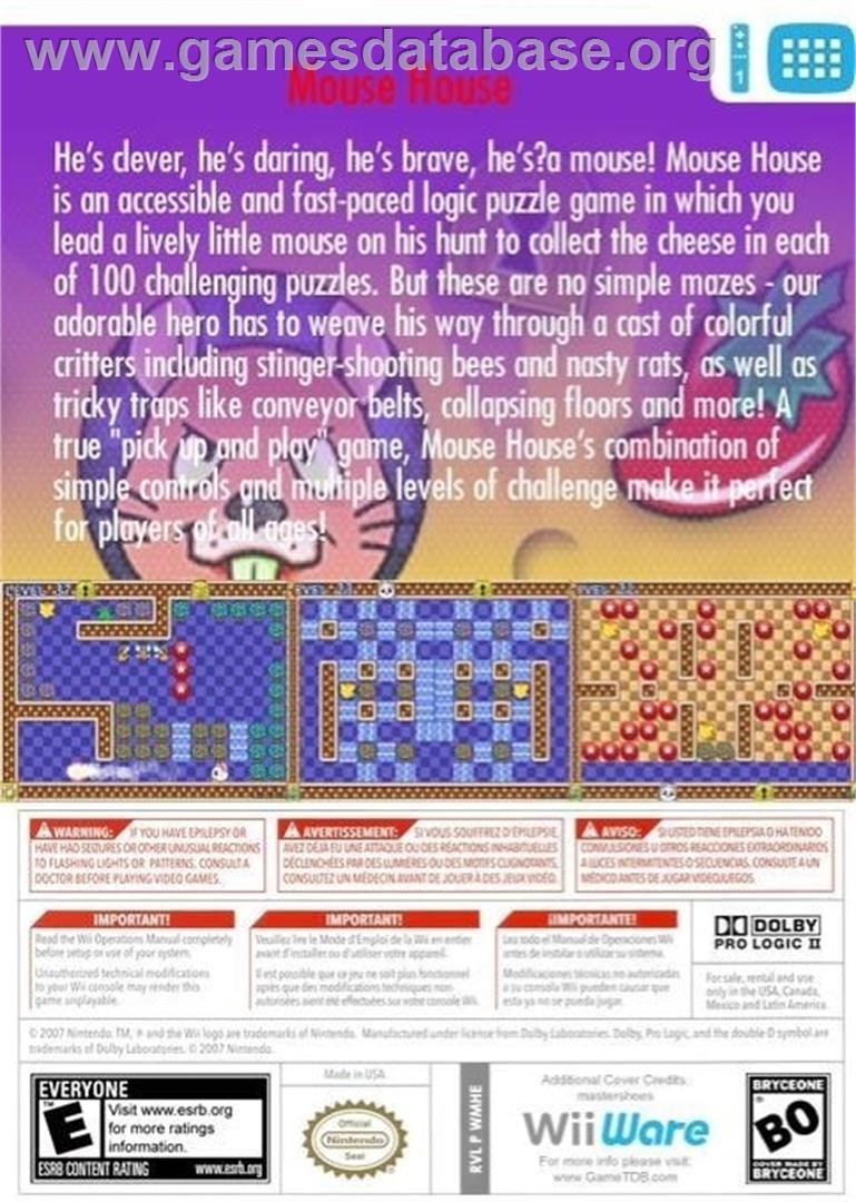 Mouse House - Nintendo Wii - Artwork - Box Back