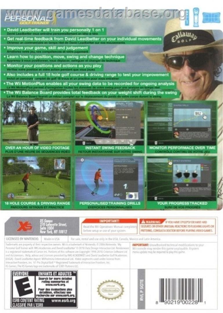 My Personal Golf Trainer - Nintendo Wii - Artwork - Box Back