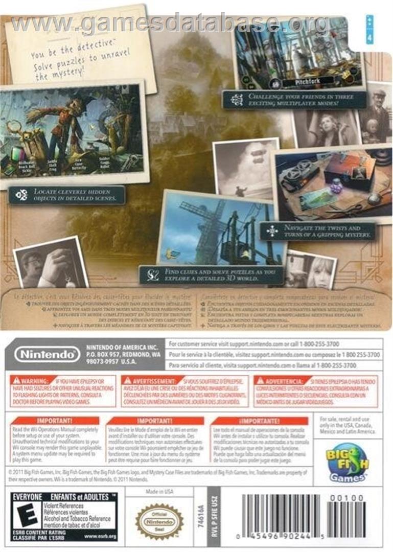 Mystery Case Files - The Malgrave Incident - Nintendo Wii - Artwork - Box Back