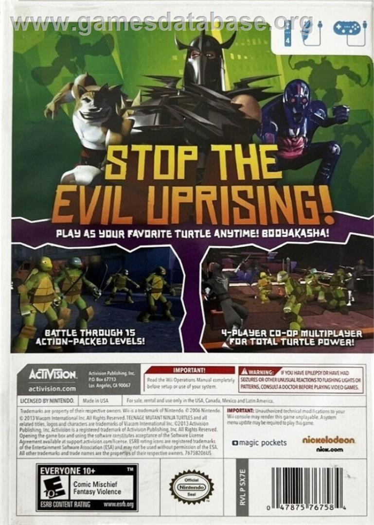 Nickelodeon - Teenage Mutant Ninja Turtles - Nintendo Wii - Artwork - Box Back