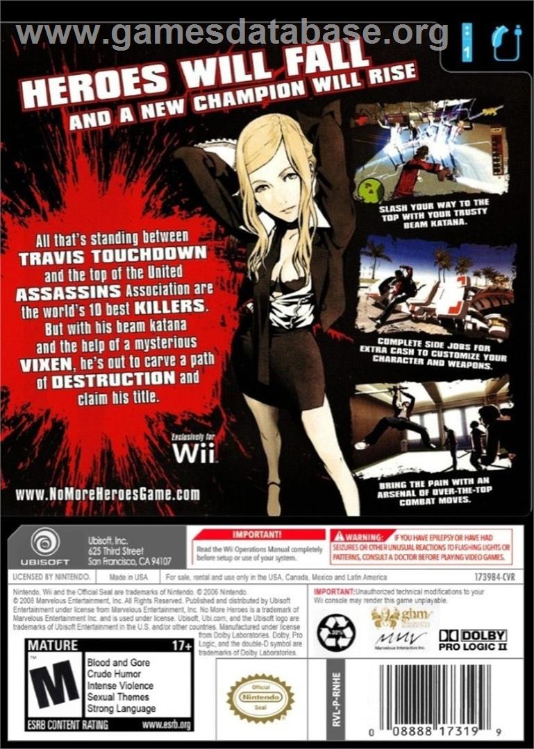 No More Heroes - Nintendo Wii - Artwork - Box Back