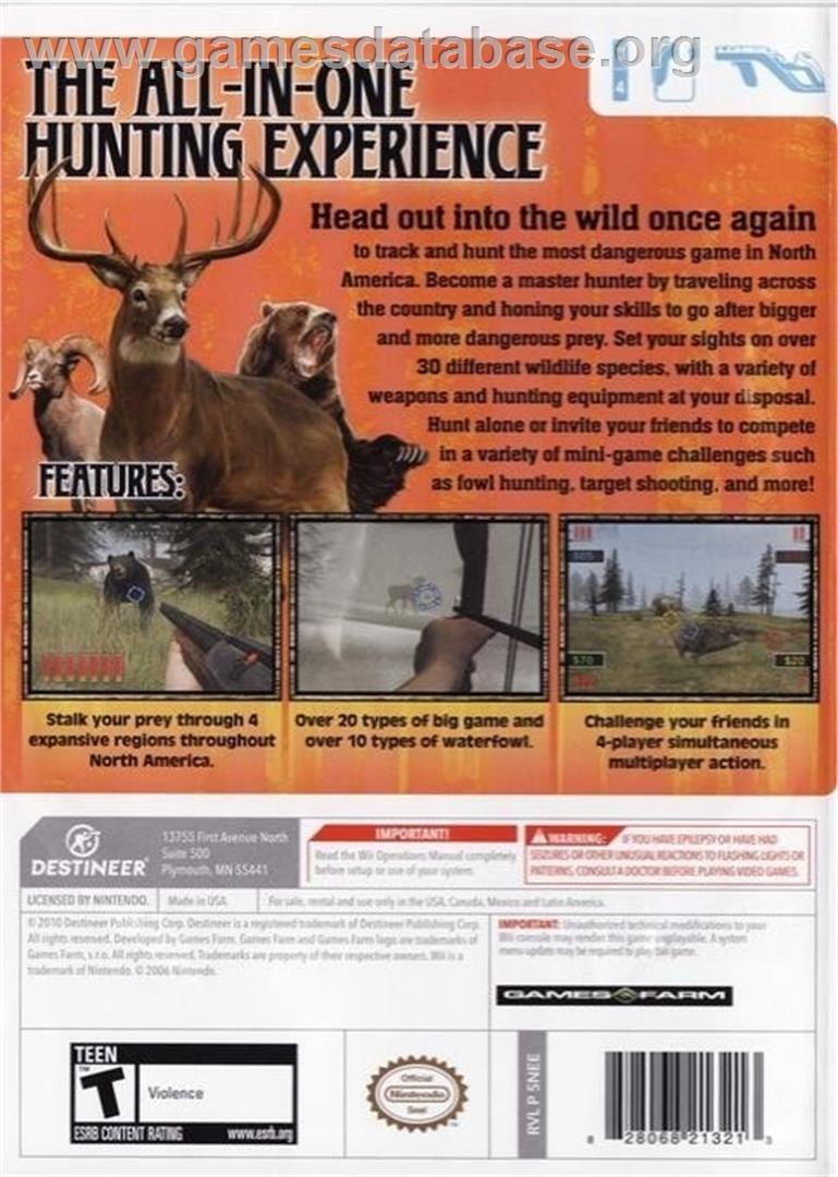 North American Hunting Extravaganza 2 - Nintendo Wii - Artwork - Box Back